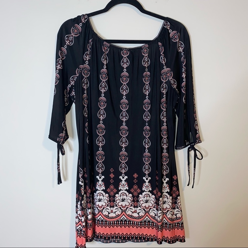 Studio 1940 Black 3/4 Length Belted Boho Y2K Babydoll Blouse - Picture 5 of 8